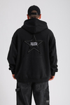 Star Patch Detay Siyah Oversize Sweatshirt SW1148