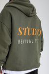 Studio 1991 Baskılı Yeşil Oversize Zipper Hoodie SW1384