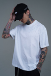 Taş Baskılı Beyaz Oversize Tshirt CT01 25CY087