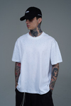 Taş Baskılı Beyaz Oversize Tshirt CT01 25CY087