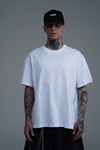 Taş Baskılı Beyaz Oversize Tshirt CT01 25CY087