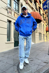 Taş Baskılı Mavi Zipper Sweatshirt SW880