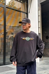 Taş Baskılı Siyah Oversize Sweatshirt SW970