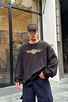 Taş Baskılı Siyah Oversize Sweatshirt SW970