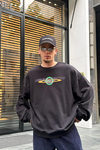Taş Baskılı Siyah Oversize Sweatshirt SW970