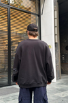 Taş Baskılı Siyah Oversize Sweatshirt SW970
