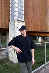 Taş Baskılı Siyah Oversize Tshirt T1055