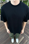 Taş Baskılı Siyah Oversize Tshirt T1055