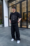 Taş Baskılı Siyah Oversize Tshirt  T616