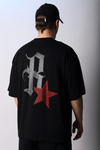 Taş R Baskılı Siyah Oversize Tshirt T1010