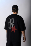 Taş R Baskılı Siyah Oversize Tshirt T1010