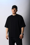 Taş R Baskılı Siyah Oversize Tshirt T1010
