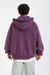 Ters Dikiş Detay Mor Basic Oversize Hoodie