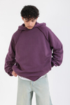 Ters Dikiş Detay Mor Basic Oversize Hoodie