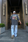Texas Race Clup Baskılı Acid Wash Oversize Tshirt T725