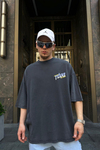 Texas Race Clup Baskılı Acid Wash Oversize Tshirt T725