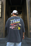 Texas Race Clup Baskılı Acid Wash Oversize Tshirt T725