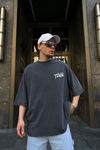 Texas Race Clup Baskılı Acid Wash Oversize Tshirt T725