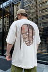Traviss CJack  Baskılı Krem Oversize Tshirt T590
