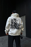 Trust Nobody Baskılı Beyaz Oversize Hoodie SW1097