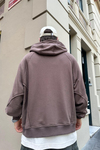 VCNTY Baskılı Kahve Oversize Zipper Sweatshirt SW858