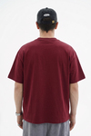 Vintage Nakışlı Bordo Oversize Tshirt