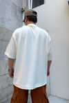 Waffle Kumaş Krem Oversize Tshirt T759