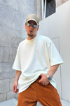 Waffle Kumaş Krem Oversize Tshirt T759