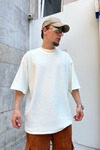 Waffle Kumaş Krem Oversize Tshirt T759