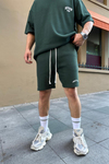 Waffle Kumaş Yeşil Overise Şort Tshirt Takım TKM133
