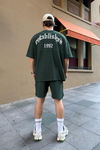 Waffle Kumaş Yeşil Overise Şort Tshirt Takım TKM133