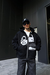 Whatever Baskılı Siyah Oversize Zipper  Hoodie SW1106
