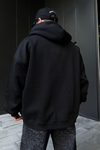 Whatever Baskılı Siyah Oversize Zipper  Hoodie SW1106
