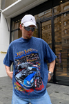 Wheel Baskılı Acid Wash Oversize Tshirt T678