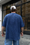 Wheel Baskılı Acid Wash Oversize Tshirt T678