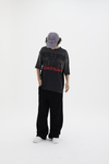 Worlwide Baskılı Siyah Oversize Tshirt CT01 25CY081