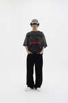 Worlwide Baskılı Siyah Oversize Tshirt CT01 25CY081