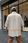 Yaka Detay Krem  Oversize Tshirt T685