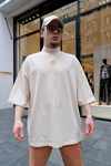 Yaka Detay Krem  Oversize Tshirt T685