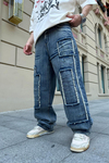 Yama Detay Koyu Mavi Jean Pantolon P694