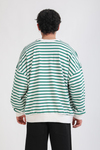 Yeşil Çizgili Nirvana Baskılı Oversize Sweatshirt