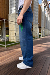 Yeşil Neon Nakışlı Vicinity Jean Pantolon P944