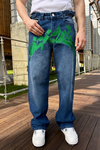 Yeşil Neon Nakışlı Vicinity Jean Pantolon P944