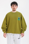 Yeşil Patch Detay Oversize Sweatshirt