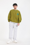 Yeşil Patch Detay Oversize Sweatshirt