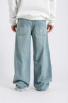 Yıkama Detay Mavi Baggy Jean Pantolon P992