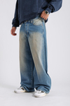 Yıkama Detay Mavi Baggy Jean Pantolon P990