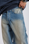 Yıkama Detay Mavi Baggy Jean Pantolon P990