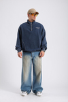 Yıkama Detay Mavi Baggy Jean Pantolon P990