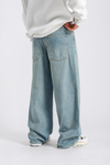 Yıkama Detay Mavi Baggy Jean Pantolon P992